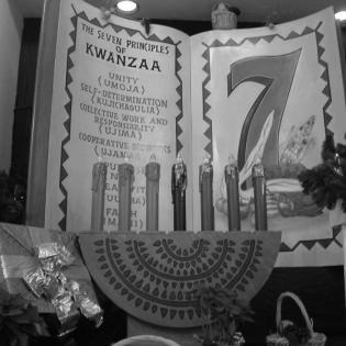 Kwanzaa candles and list of principles. (from learning to give website)